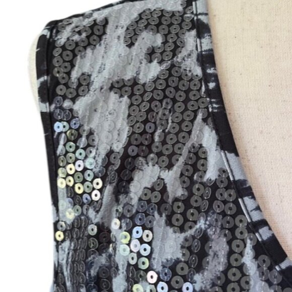 Joan Rivers Black and Grey Animal Print Tank Top Cami Sequin Front Plus 2X NWT - Picture 4 of 14